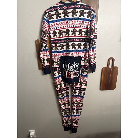 Lazy One Multicolor Gingerbread Man Christmas Flapjacks Pajama One Piece Small - Picture 2 of 5